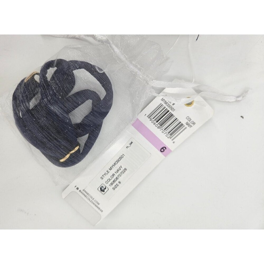 New Anne Cole Navy Blue Twist Front Strapless Swimsuit Size 6 One Piece Shirred - Picture 3 of 5